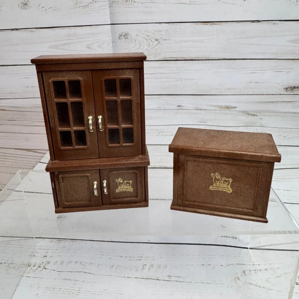 Bandai Maple Town Story 1985 Dining Room China Cabinet Hutch‎ Desk Dollhouse